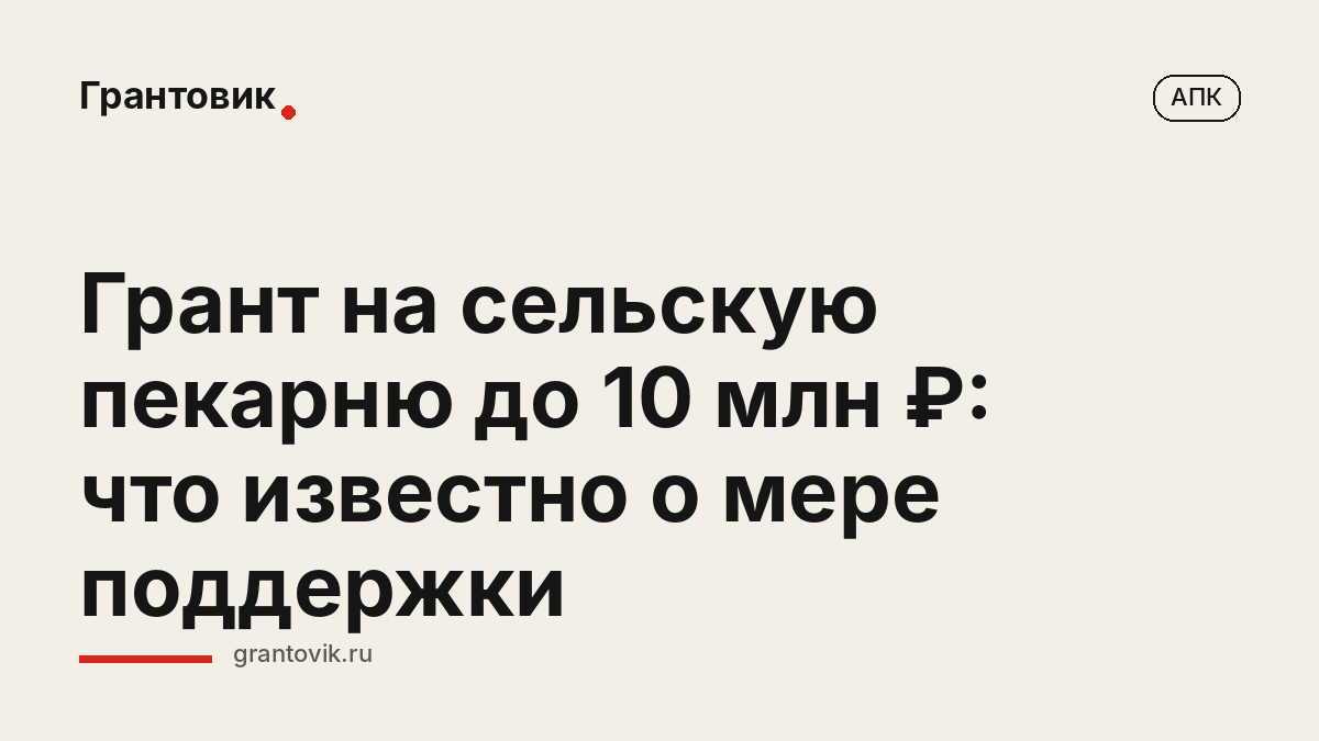 Грант на сельскую пекарню до 10 млн ₽: что известно о мере поддержки