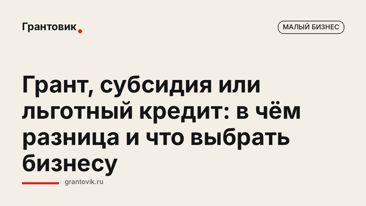 Грант, субсидия или льготный кредит: в чём разница и что выбрать бизнесу